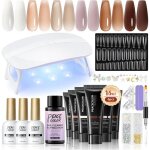 Poly extension gel kit complet avec lampe u v 6 couleurs blanc nude 16ml ongle gel kit construction ongle ...