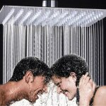 Pomme de douche pluie - acier inoxydable - 8 pouces carr - chrom - economie deau