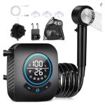 Pommeau de douche carr� portable am�lior� avec batterie int�gr�e de 8000 mah et �ponge de douche pommeau ...