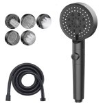 Pommeau de douche - conomie deau - 5 modes - arrt  un bouton - haute pression - noir