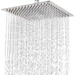 Pommeau de douche inox - tete de douche pluie pommeau de douche carr� 20cm douche economie deau universelle ...