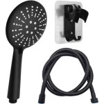 Pommeau de douche noir 3 jets tuyau 15m économiseur d?eau et multifonction Pommeau de douche noir 3 jets tuyau 15m économiseur d?eau et multifonction