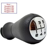 Pommeau de vitesse chrome - noir ( 5 vitesses ) pr�vu pour peugeot 106 phase 2 206 206 cc 206 sw 306 ...