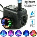 Pompe de fontaine led - zor� - 15w - 800l / h - 12 led int�gr�es - silencieuse - pour bassins et jardins ...