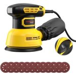 Ponceuse excentrique 125mm 300w 12000rpm - vitesse variable - collecteur de poussi�re - 5 disques abrasifs ...