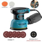 Ponceuse excentrique ponceuse 300w 125mm 12000rpm 5 disques abrasifs + tampon mousse & laine compacte ...