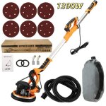 Ponceuse plafond placo 1390w 225mm 6 vitesses auto - aspirant led poign�e pliable longue tige sans poussi�re ...