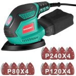 Ponceuse vibrante - hychika - 200w - 14000rpm - 12pcs feuilles abrasifs - collecte de poussière Ponceuse vibrante - hychika - 200w - 14000rpm - 12pcs feuilles abrasifs - collecte de poussière
