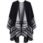 Poncho chle rtro ouvert femme - folaya - plaid imprim tricot - large long pancho tartan style capuche ...