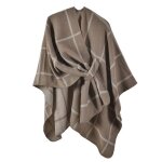 Poncho femme carreaux chaude chle ouvert elgant cachemire imitation confortable automne hiver - kaki ...