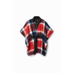 Poncho femme desigual check milan - rouge / bleu / blanc - tu