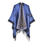 Poncho femme  franges chaude hiver simili laine imprim chle cardigan en tricot ouvert confortable ...