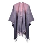 Poncho femme  franges hiver chaud cachemire imitation chle epaisse en tricot ouvert confortable couleur ...