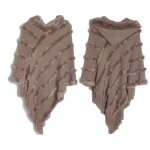 Poncho femme - hiver chaude - avec capuche couleur unie kaki