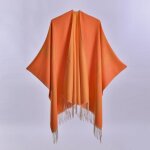 Poncho femme hiver  franges cachemire imitation imprim chle epaisse en tricot ouvert confortable - ...