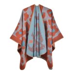 Poncho femme - insfity - automne hiver - chaud imprim orange - multifonctionnel