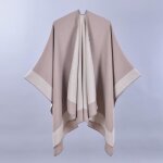 Poncho femme - insfity - ch�le ouvert - cachemire imitation - confortable - kaki