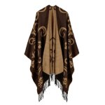 Poncho femme - insfity - simili laine bicolore - 130x150 cm - franges - automne / hiver Poncho femme - insfity - simili laine bicolore - 130x150 cm - franges - automne / hiver