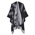 Poncho femme - insfity - simili laine - imprim� - chaud - noir