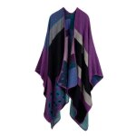 Poncho femme - insfity - simili laine - motif l�opard - violet