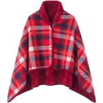 Poncho femme - plaid rouge - polaire doux - chaleur confortable - design contemporain