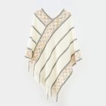 Poncho femme simili laine chaud hiver rayure 123 x 155 cm - beige