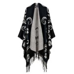 Poncho femme simili laine - insfity - noir - frange - taille unique - 130 x 150 cm Poncho femme simili laine - insfity - noir - frange - taille unique - 130 x 150 cm
