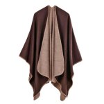 Poncho femme simili laine - insfity - taille unique - couleur unie café Poncho femme simili laine - insfity - taille unique - couleur unie café