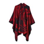 Poncho femme simili laine - insfity - taille unique - noir rouge Poncho femme simili laine - insfity - taille unique - noir rouge