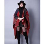 Poncho femme simili laine - insfity - taille unique - rouge - 130 x 150 cm - 50% acrylique 50% polyester ...
