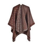 Poncho hiver femme imprim chle jacquard rversible chaude epais pour automne hiver - orange