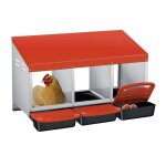 Pondoir pour poules nichoirs 3 cases avec perchoir et triple bac de recyclage des ?ufs - antirouille ...