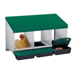 Pondoir pour poules nichoirs 3 cases avec perchoir et triple bac de recyclage des ?ufs - antirouille ...