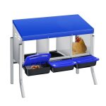 Pondoir pour poules nichoirs sur pied 3 cases avec perchoir antirouille et triple bac de recyclage des ...