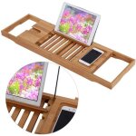Pont de baignoire en bambou support - plateau - �tag�re de baignoire avec support de livre