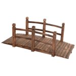 Pont en bois rustique et massif avec main courante d�coration de jardin pont d�tang charge max. 100 kg ...