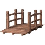 Pont de jardin en bois carbonis� - giantex - dimension 150x67x55cm - capacit� de charge 100kg