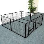 Pops 8 panneaux parc enclos pour chien en inox avec un porte l80 x h60 cm env.