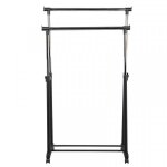 Portant double noir - tuedo - r�glable en hauteur - 2 barres de rangement pour chaussures
