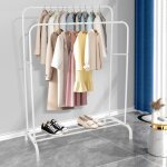 Portant - penderie � v�tement m�tal �tendoir - blanc - double tringle - 110cm - meuble de chambre