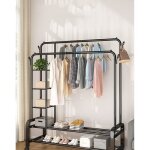 Portant penderie  vtements tringle meuble mtal porte - manteau tagre pour chaussures rangement avec4 ...