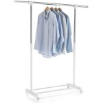 Portant  vtements sala en mtal chrom et blanc penderie simple sur roulettes avec 1 barre extensible ...