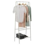Portant � v�tements blanc sur roulettes en m�tal avec 2 �tag�res pour chaussures et tringle dressing ...