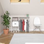 Portant vtements sous combles bois et mtal blanc kadra tagres + penderie