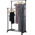 Portant � v�tements en m�tal - jin - 2 barres hauteur et longueur r�glables - noir