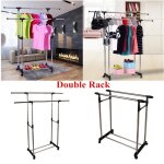 Portant � v�tements - boh - r�glable - charge max 30 kg - double barres - noir et chrome