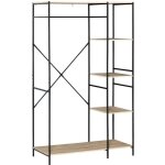 Portant  vtements style industriel en mtal avec tringle et 4 tagres - homcom