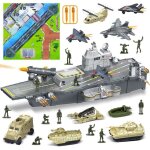 Porte - avions de jouet navire militaire avec 10 soldats h�licopt�res chars maquette de bateau cuirass� ...