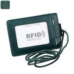Porte badge - non spcifi - cuir - vert fonc - rfid - 4 emplacements pour cartes