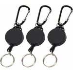 Porte - badge porte - cl�s r�tractable 3 pi�ces mousqueton avec enrouleur t�lescopique extensible cordon ...
